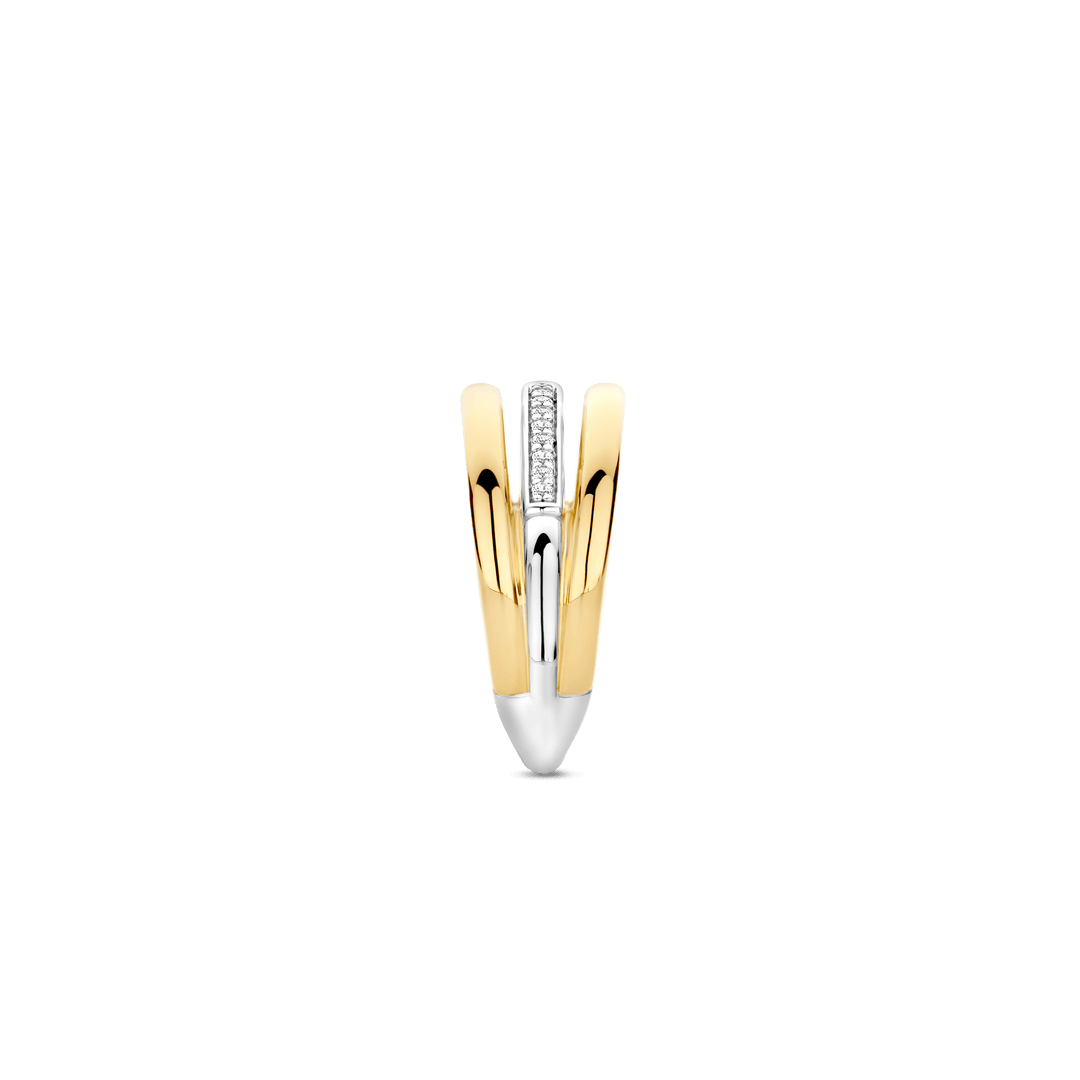TI SENTO Sterling Silver & Gold Plated Cubic Zirconia Set Ring