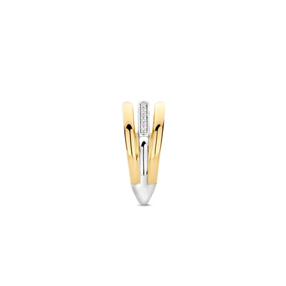 TI SENTO Sterling Silver & Gold Plated Cubic Zirconia Set Ring