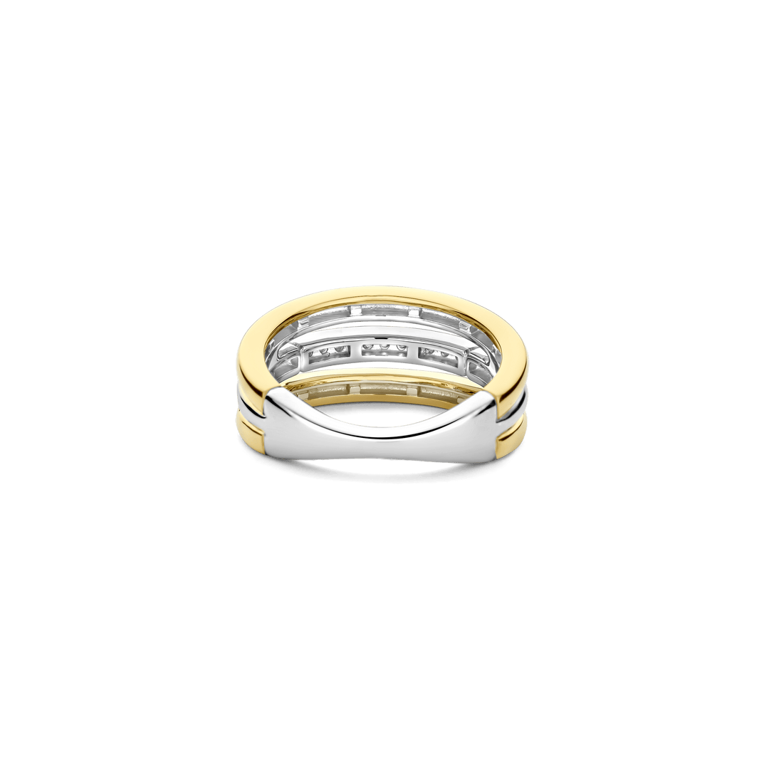 TI SENTO Sterling Silver & Gold Plated Cubic Zirconia Set Ring