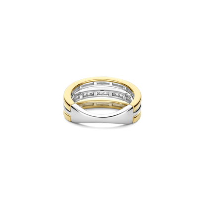 TI SENTO Sterling Silver & Gold Plated Cubic Zirconia Set Ring