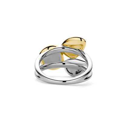 TI SENTO Sterling Silver & Gold Plated Cubic Zirconia Set 3 Pebble Design Ring