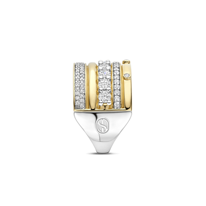 TI SENTO Sterling Silver & Gold Plated Cubic Zirconia Set Multi Row Ring