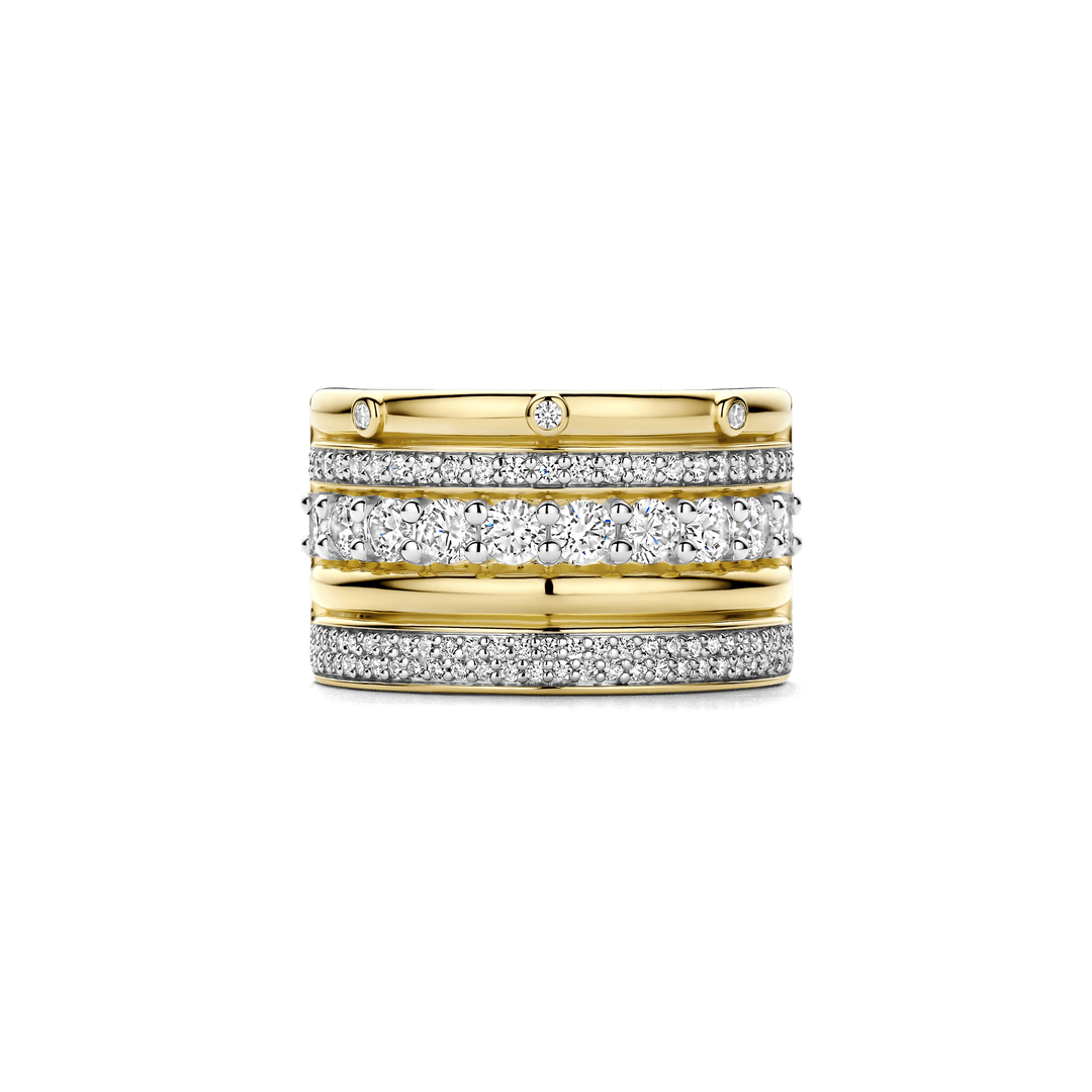TI SENTO Sterling Silver & Gold Plated Cubic Zirconia Set Multi Row Ring