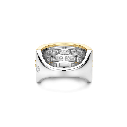 TI SENTO Sterling Silver & Gold Plated Cubic Zirconia Set Multi Row Ring