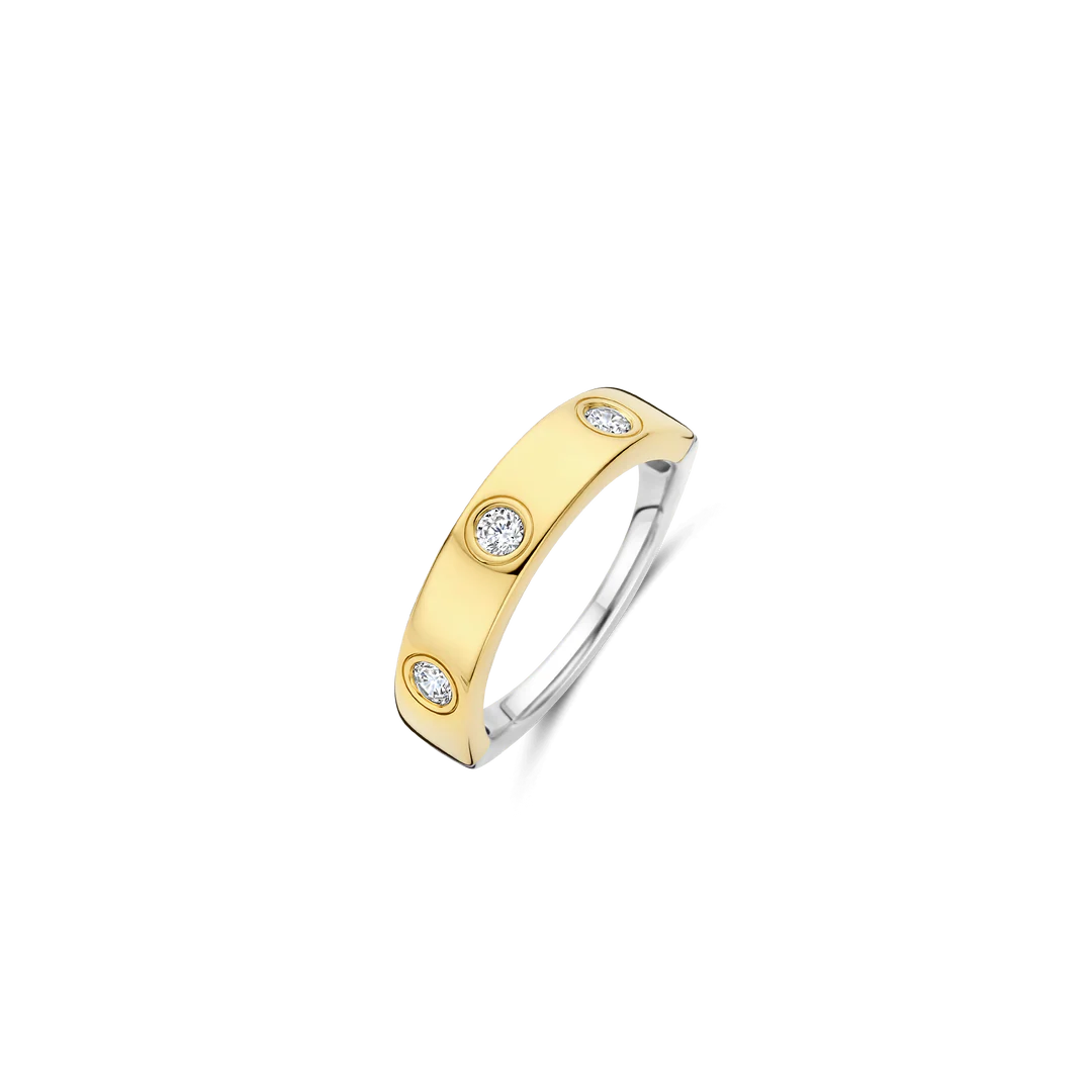 TI SENTO Sterling Silver & Gold Plated Cubic Zirconia Set Ring