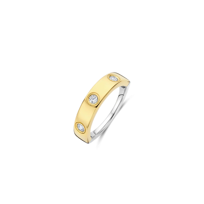 TI SENTO Sterling Silver & Gold Plated Cubic Zirconia Set Ring