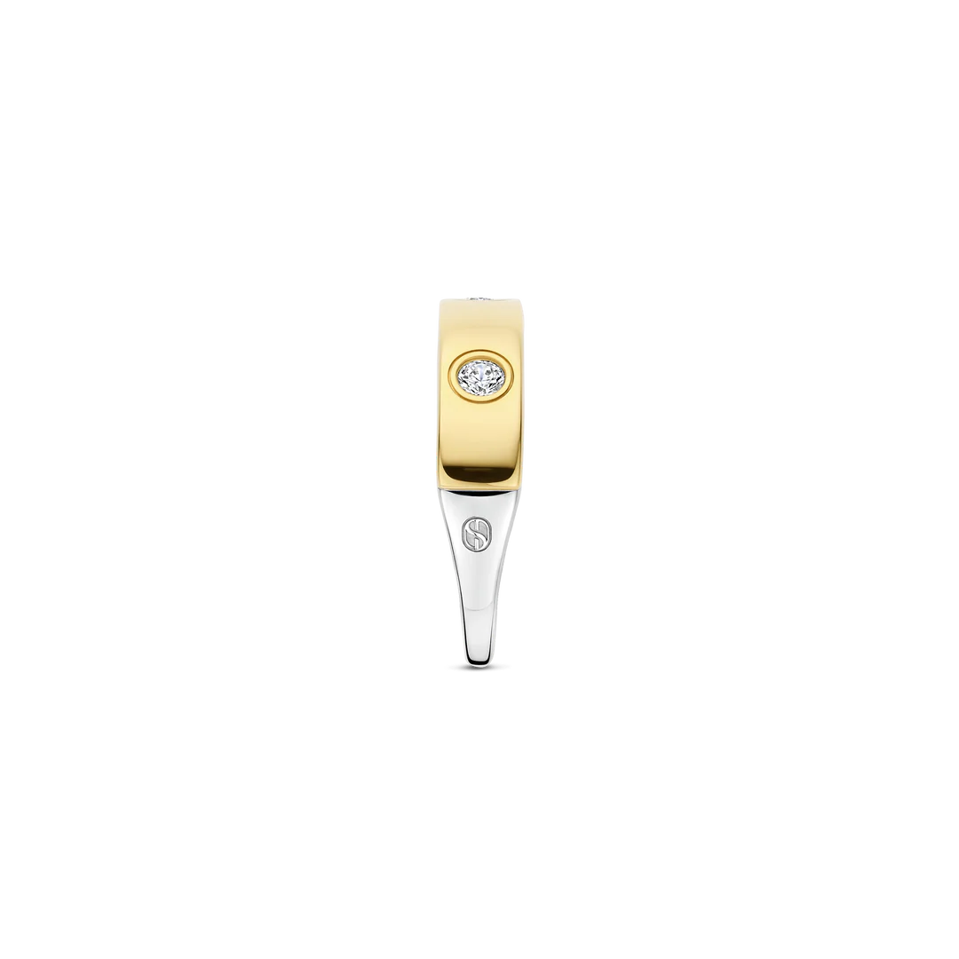 TI SENTO Sterling Silver & Gold Plated Cubic Zirconia Set Ring