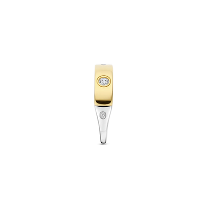 TI SENTO Sterling Silver & Gold Plated Cubic Zirconia Set Ring