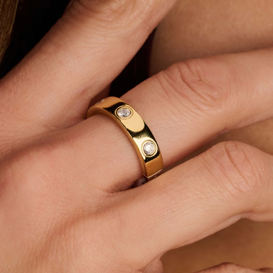 TI SENTO Sterling Silver & Gold Plated Cubic Zirconia Set Ring