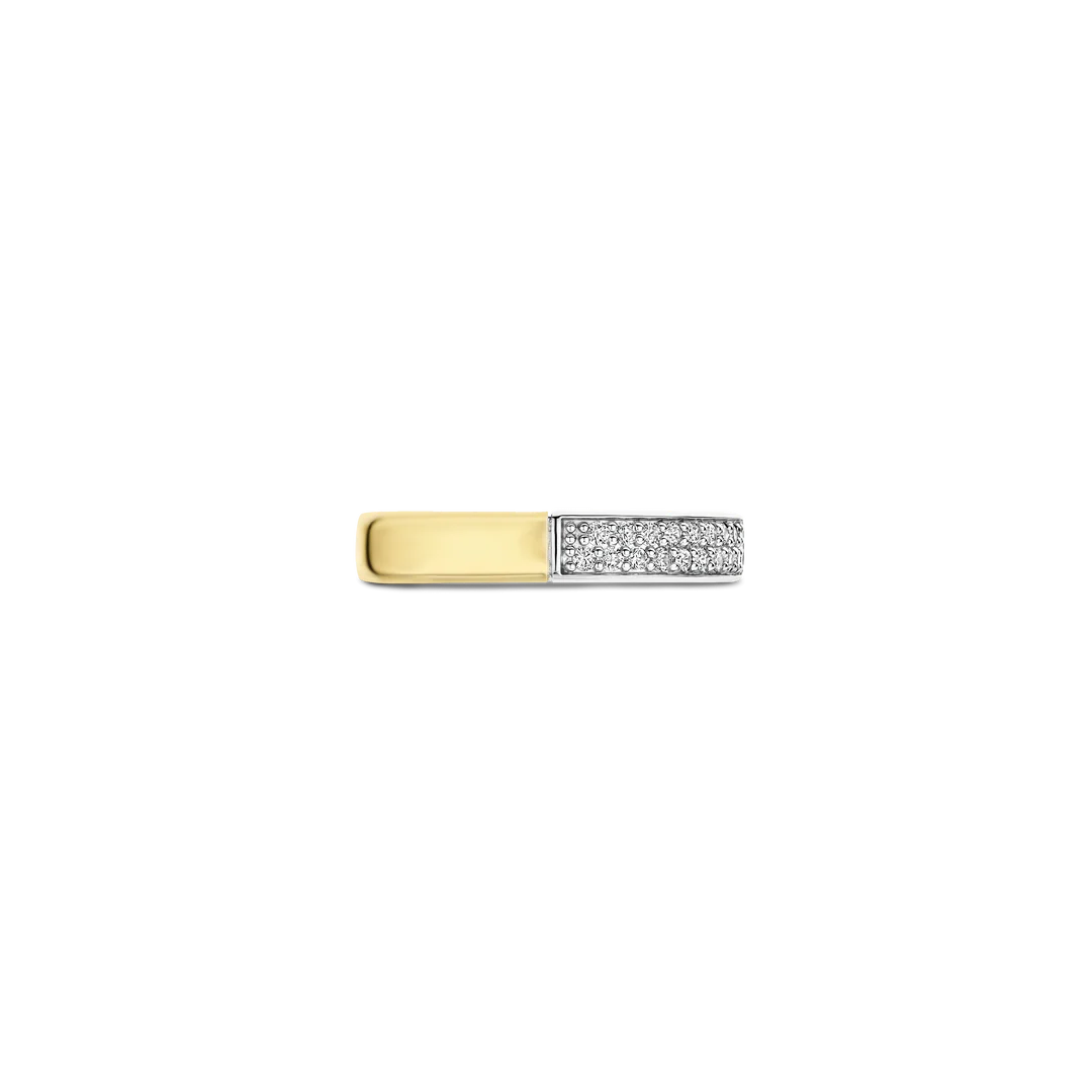TI SENTO Contrast Sterling Silver & Gold Plated Cubic Zirconia Set Ring