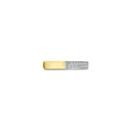 TI SENTO Contrast Sterling Silver & Gold Plated Cubic Zirconia Set Ring