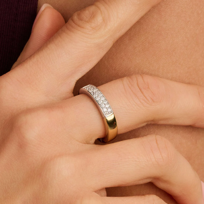 TI SENTO Contrast Sterling Silver & Gold Plated Cubic Zirconia Set Ring