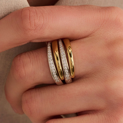 TI SENTO Bold Sterling Silver & Gold Plated Cubic Zirconia Set Layered Ring