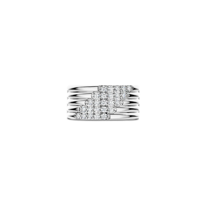 TI SENTO Stardust Sterling Silver Cubic Zirconia Set Layered Ring