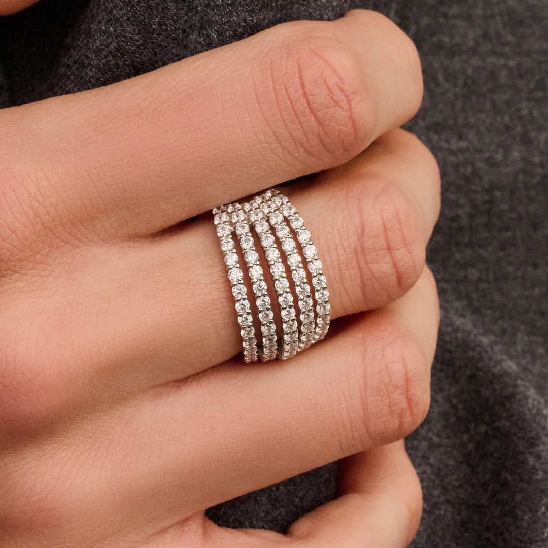 TI SENTO Stardust Sterling Silver Cubic Zirconia Set Ring - L model