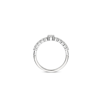 TI SENTO Sterling Silver Cubic Zirconia Set Tennis Ring with stone