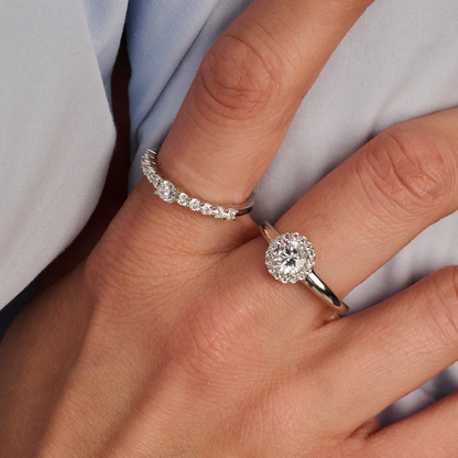 TI SENTO Sterling Silver Cubic Zirconia Set Tennis Ring with stone