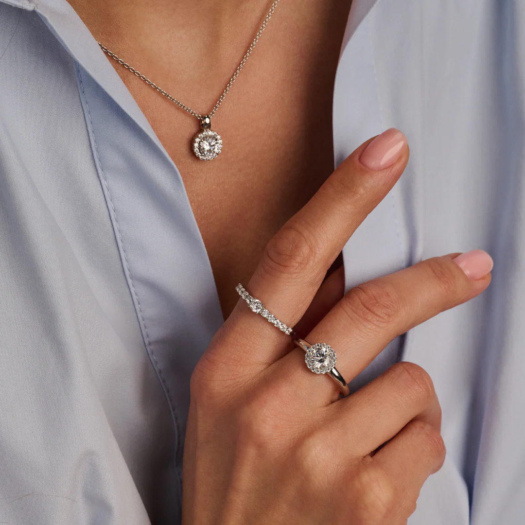 TI SENTO Sterling Silver Cubic Zirconia Set Tennis Ring with stone
