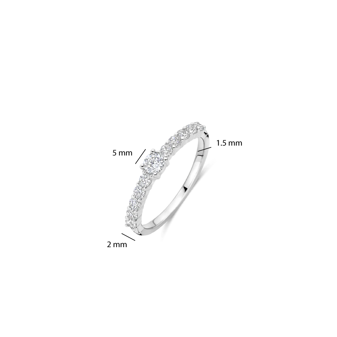 TI SENTO Sterling Silver Cubic Zirconia Set Tennis Ring with stone