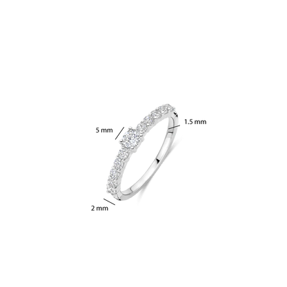 TI SENTO Sterling Silver Cubic Zirconia Set Tennis Ring with stone
