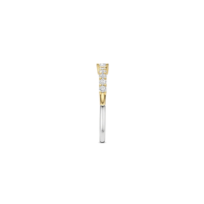 TI SENTO Sterling Silver & Gold Plated Cubic Zirconia Set Tennis Ring with stone
