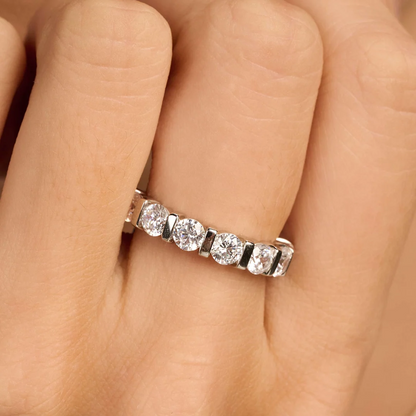TI SENTO Bar Set Sterling Silver Cubic Zirconia Set Ring