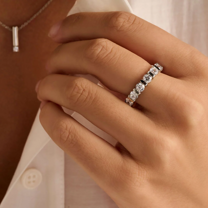 TI SENTO Bar Set Sterling Silver Cubic Zirconia Set Ring