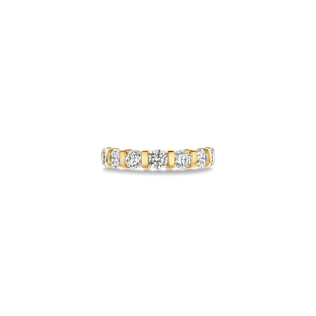TI SENTO Bar Set Sterling Silver & Gold Plated Two Tone Cubic Zirconia Set Ring