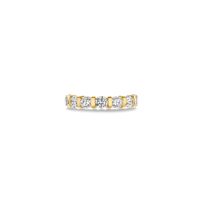 TI SENTO Bar Set Sterling Silver & Gold Plated Two Tone Cubic Zirconia Set Ring