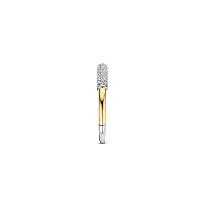 TI SENTO Modern Pavé Sterling Silver & Gold Plated Two Tone Cubic Zirconia Set Ring