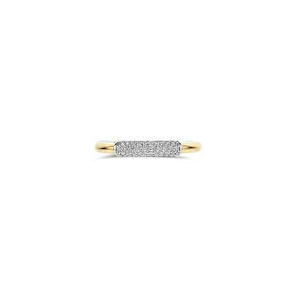 TI SENTO Modern Pavé Sterling Silver & Gold Plated Two Tone Cubic Zirconia Set Ring