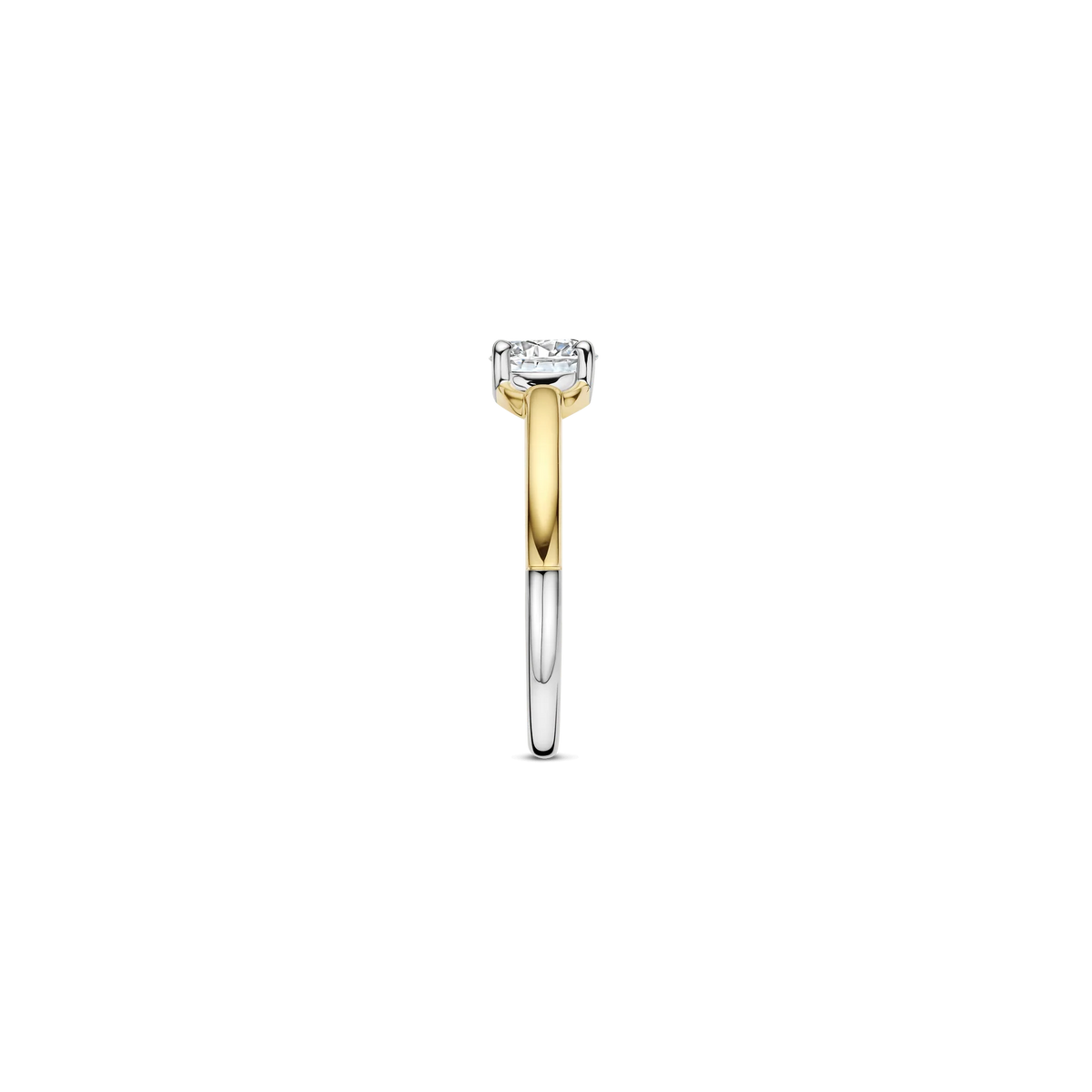 TI SENTO Classic Open Sterling Silver & Gold Plated Two Tone Cubic Zirconia Set Ring