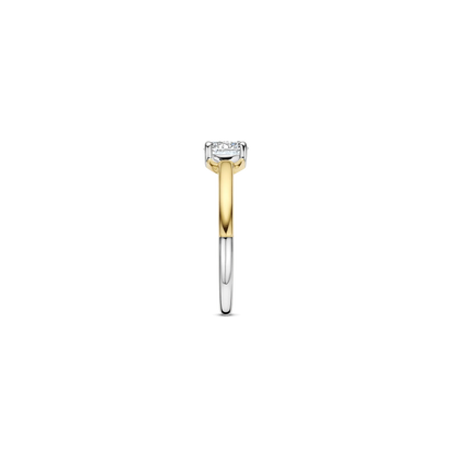 TI SENTO Classic Open Sterling Silver & Gold Plated Two Tone Cubic Zirconia Set Ring