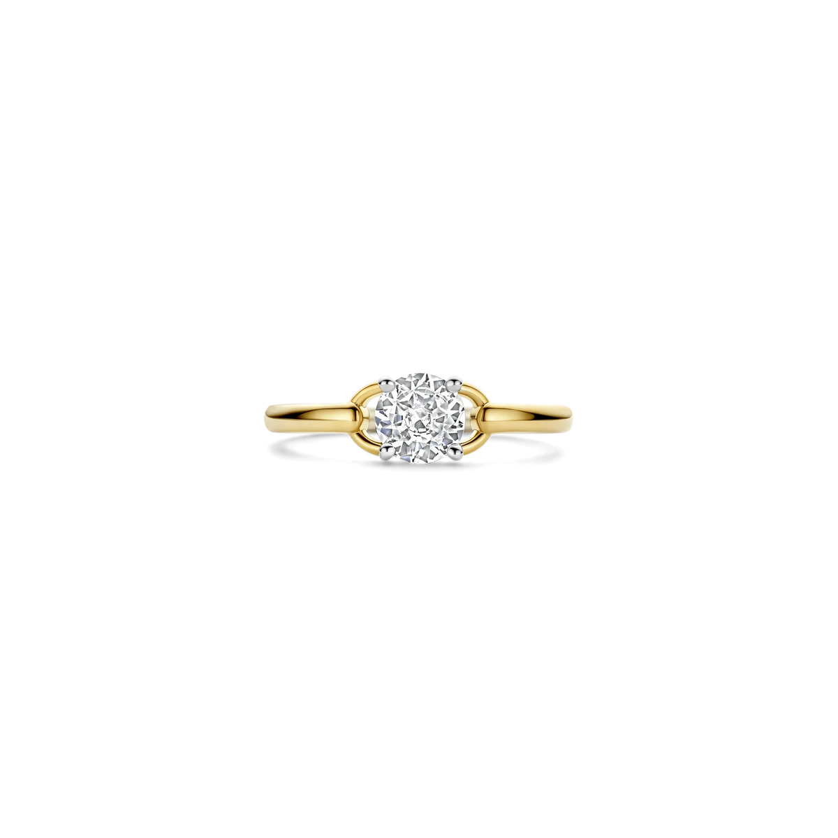TI SENTO Classic Open Sterling Silver & Gold Plated Two Tone Cubic Zirconia Set Ring