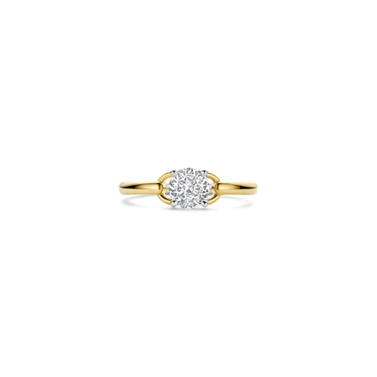 TI SENTO Classic Open Sterling Silver & Gold Plated Two Tone Cubic Zirconia Set Ring
