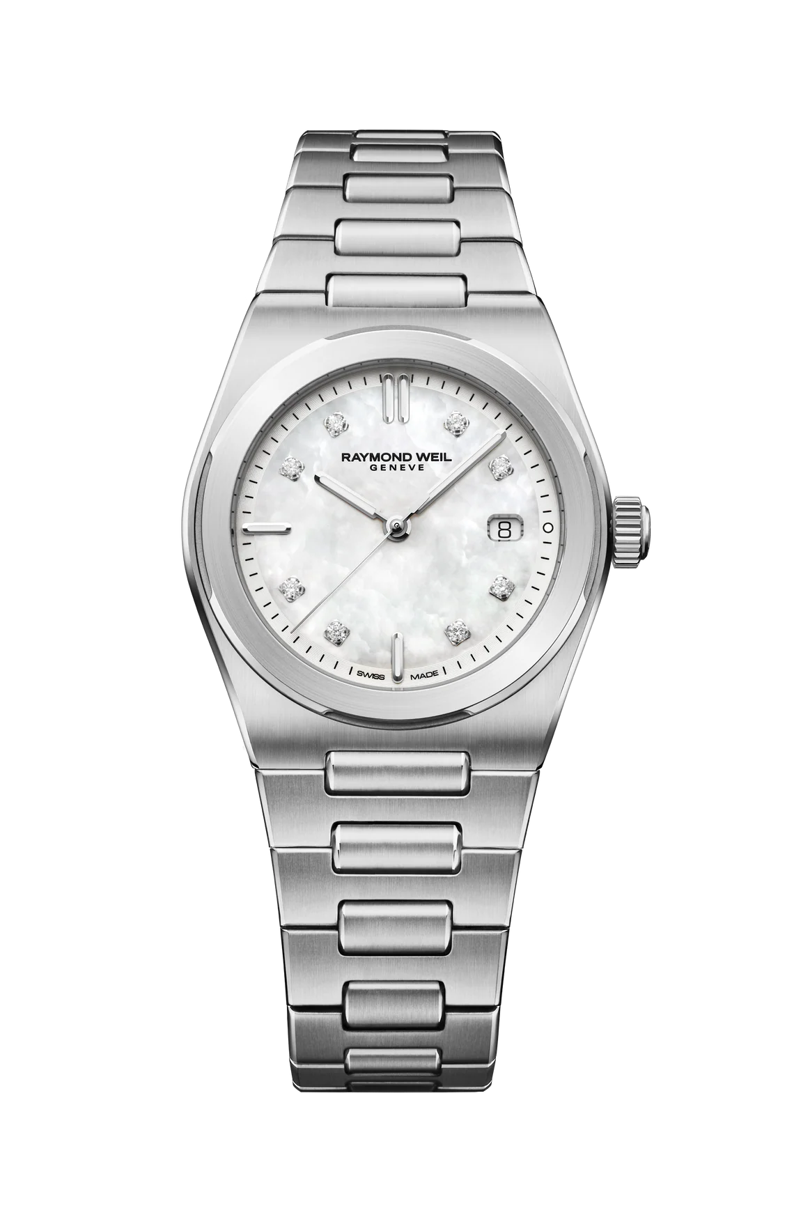 Raymond Weil A.R.T. Mother-of-Pearl Diamond Set Dial Stainless Steel Womens Quartz Watch 1250-ST-97081