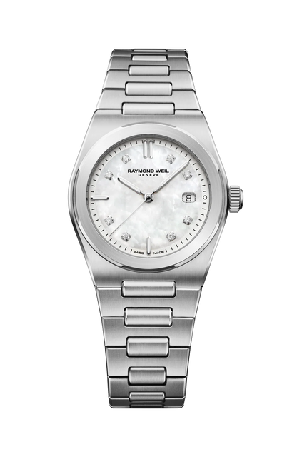 Raymond Weil A.R.T. Mother-of-Pearl Diamond Set Dial Stainless Steel Womens Quartz Watch 1250-ST-97081
