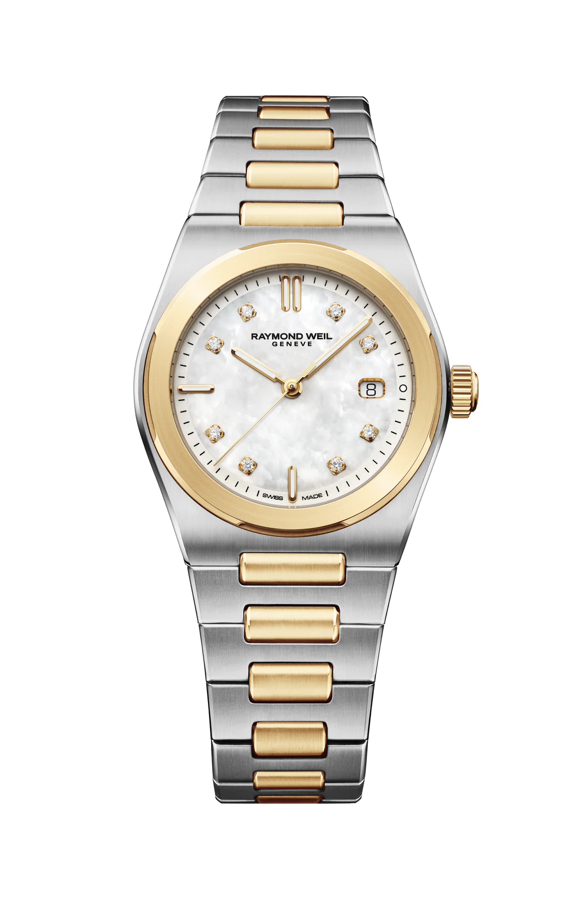 Raymond Weil A.R.T. Mother-of-Pearl Diamond Set Dial Two Tone Womens Quartz Watch 1250-STP-97081