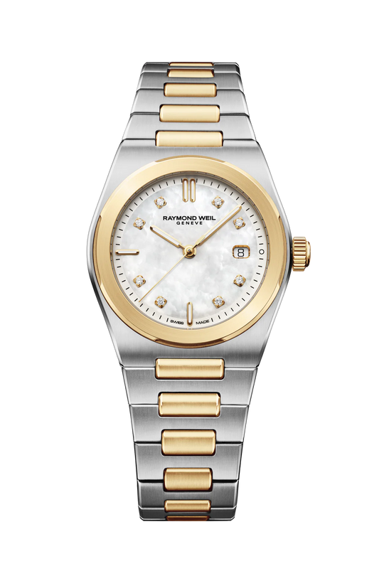 Raymond Weil A.R.T. Mother-of-Pearl Diamond Set Dial Two Tone Womens Quartz Watch 1250-STP-97081