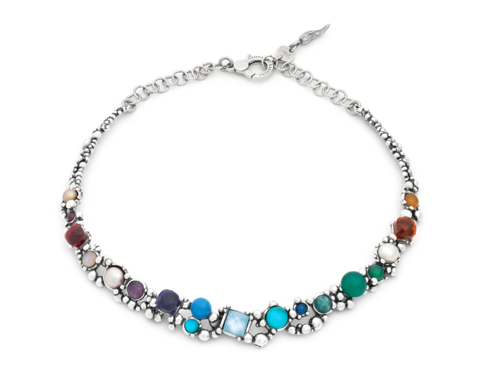 Giovanni Raspini Sterling Silver Multi-Stone Set Cocktail Necklace