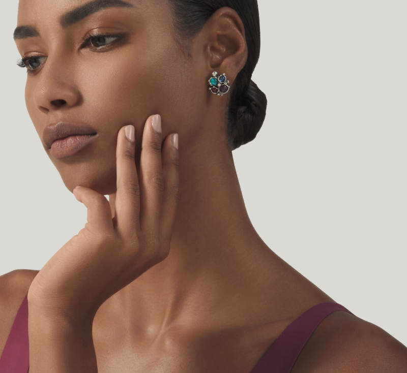 Giovanni Raspini Sterling Silver Multi-Stone Set Cocktail Stud Earrings