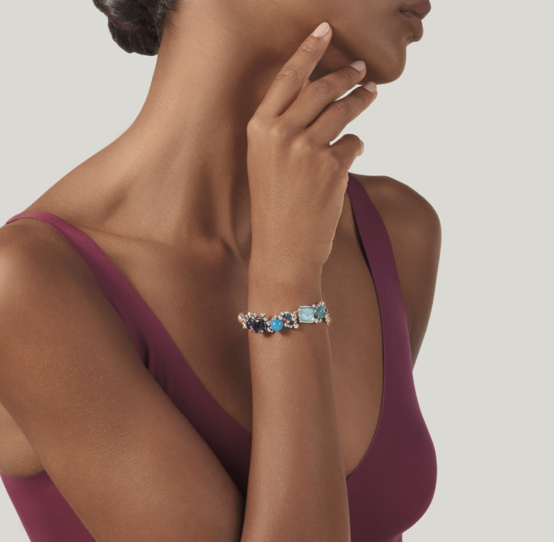Giovanni Raspini Sterling Silver Multi-Stone Set Cocktail Bracelet