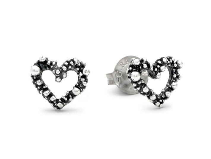 Giovanni Raspini Sterling Silver Small Heart Stud Earrings