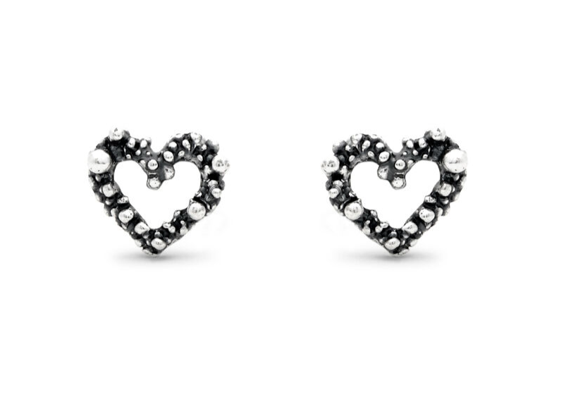 Giovanni Raspini Sterling Silver Small Heart Stud Earrings