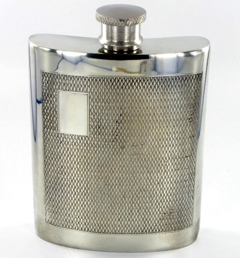 Pewter Engine-Turned Barley Pattern 6 fl oz/170cl Hip Flask