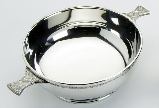 Traditional Pewter Celtic Design Quaich (8" bowl)