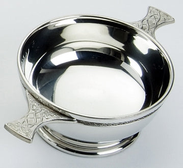 Traditional Pewter Celtic Design Quaich (5" bowl)
