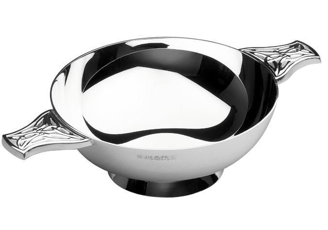 Sterling Silver Celtic Handled Traditional Scottish Quaich (4" bowl) 