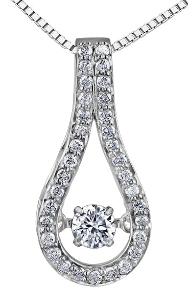 9ct Canadian White Gold Pulse Diamond Set Teardrop Pendant Necklace P3071W/30C-10