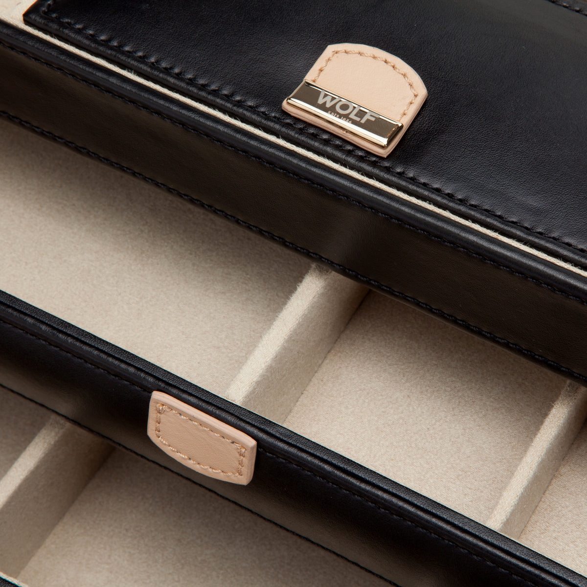 WOLF Chloé Black Medium Jewellery Box & Travel Case 301002